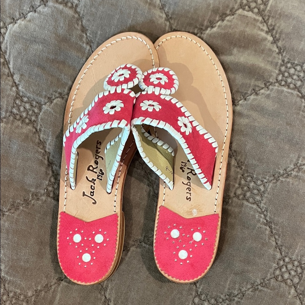 Jack Rogers Women's Pink and White Sandals